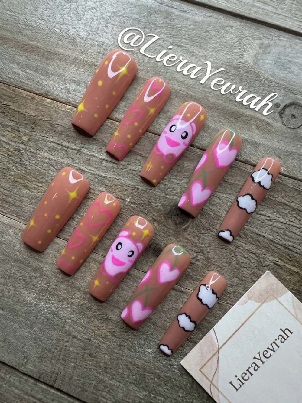 Pink Cherry Bear Coffin Press-On Nails Medium